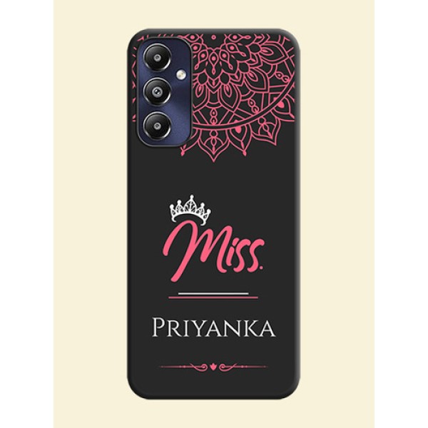 Mrs Name with Floral Design on Space Black Personalized Soft Matte Phone Covers - Galaxy M14 4G Mrs Name with Floral Design on Space Black Personalized Soft Matte Phone Covers - Galaxy M14 4G
