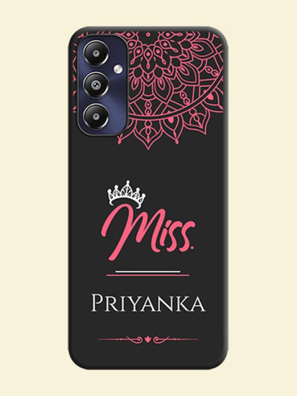 Mrs Name with Floral Design on Space Black Personalized Soft Matte Phone Covers - Galaxy M14 4G