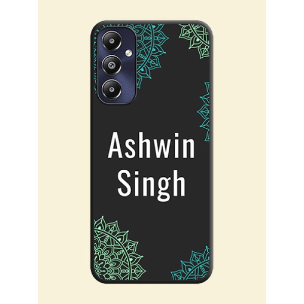 Your Name with Floral Design on Space Black Custom Soft Matte Back Cover - Galaxy M14 4G Your Name with Floral Design on Space Black Custom Soft Matte Back Cover - Galaxy M14 4G