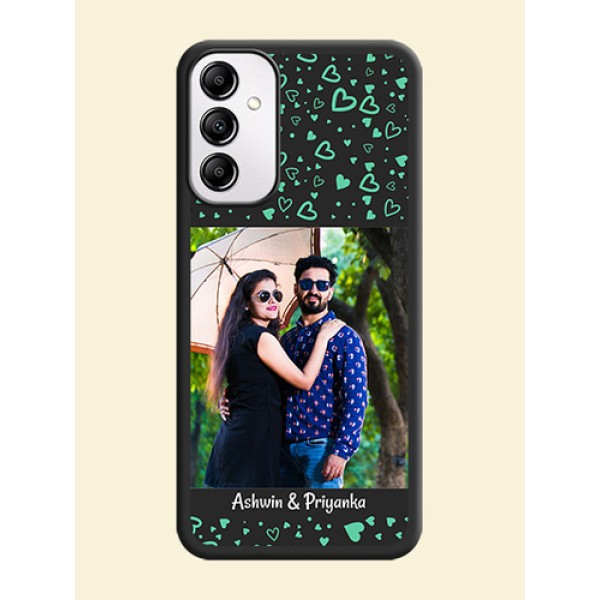 Sea Green Indefinite Love Pattern on Photo on Space Black Soft Matte Mobile Cover - Galaxy M14 5G Sea Green Indefinite Love Pattern on Photo on Space Black Soft Matte Mobile Cover - Galaxy M14 5G