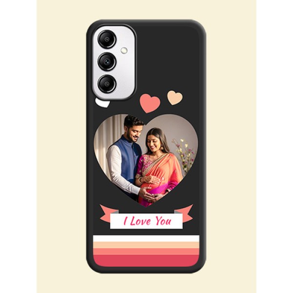 Love Shaped Photo with Colorful Stripes on Personalised Space Black Soft Matte Cases - Galaxy M14 5G