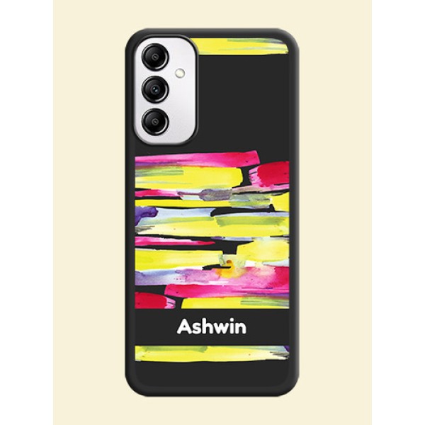 Brush Coloured on Space Black Personalized Soft Matte Phone Covers - Galaxy M14 5G Brush Coloured on Space Black Personalized Soft Matte Phone Covers - Galaxy M14 5G