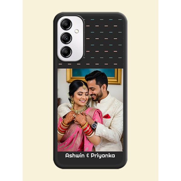 Line Pattern Design with Text on Space Black Custom Soft Matte Phone Back Cover - Galaxy M14 5G Line Pattern Design with Text on Space Black Custom Soft Matte Phone Back Cover - Galaxy M14 5G