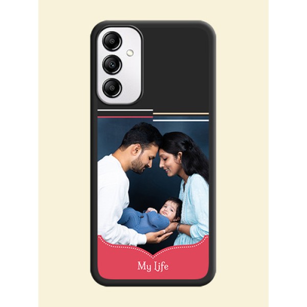 Classic Plain Design with Name on Photo on Space Black Soft Matte Phone Cover - Galaxy M14 5G Classic Plain Design with Name on Photo on Space Black Soft Matte Phone Cover - Galaxy M14 5G