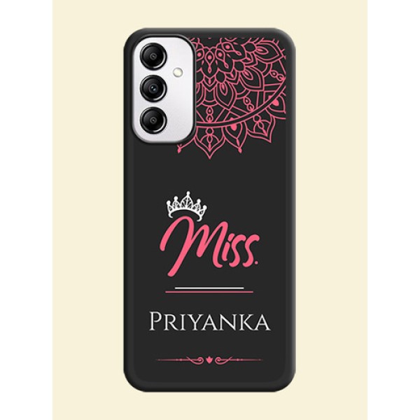 Mrs Name with Floral Design on Space Black Personalized Soft Matte Phone Covers - Galaxy M14 5G Mrs Name with Floral Design on Space Black Personalized Soft Matte Phone Covers - Galaxy M14 5G