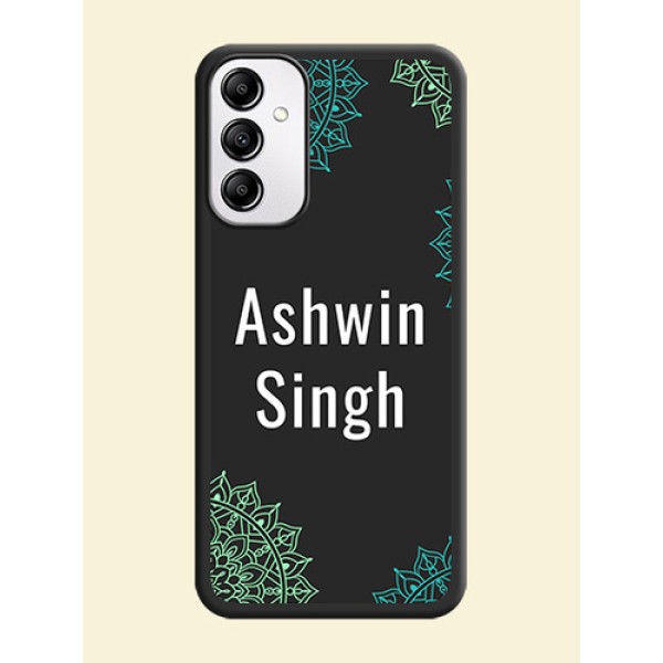 Your Name with Floral Design on Space Black Custom Soft Matte Back Cover - Galaxy M14 5G