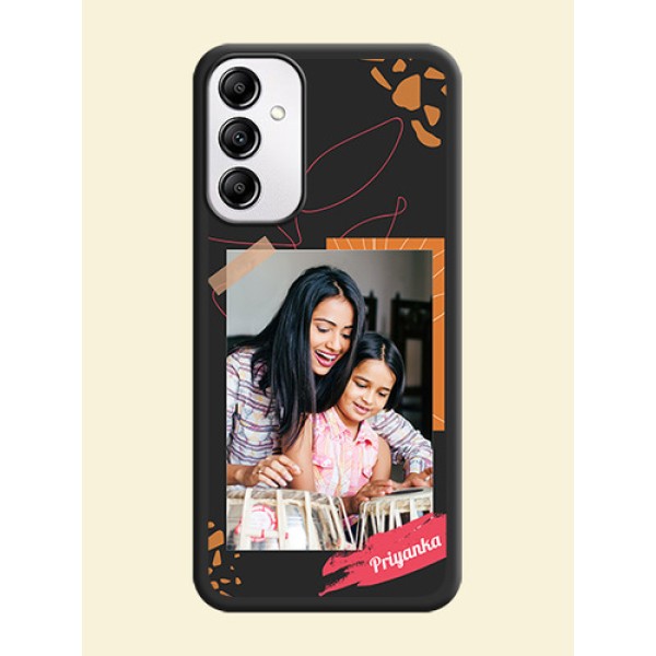 Orange Photo Frame on Space Black Custom Soft Matte Phone Back Cover - Galaxy M14 5G Orange Photo Frame on Space Black Custom Soft Matte Phone Back Cover - Galaxy M14 5G