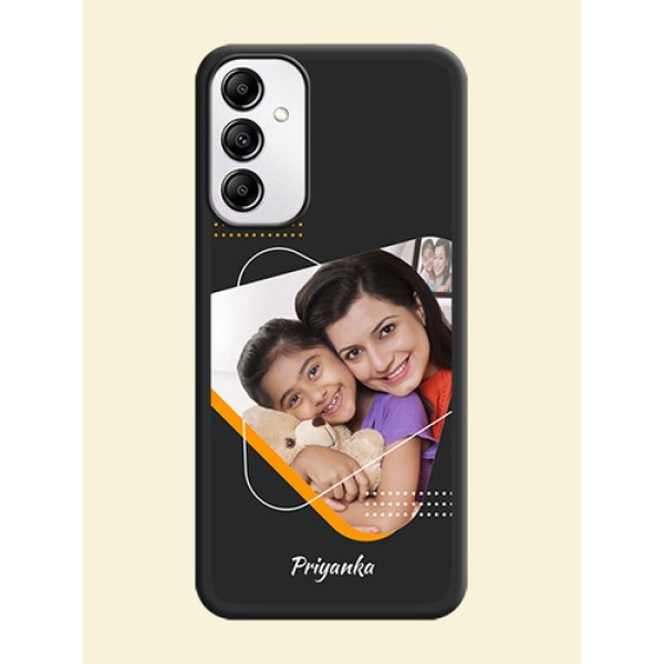 Yellow Triangle on Photo on Space Black Soft Matte Phone Cover - Galaxy M14 5G Yellow Triangle on Photo on Space Black Soft Matte Phone Cover - Galaxy M14 5G