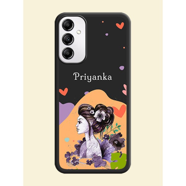 Namecase For Her With Fancy Lady Image On Space Black Personalized Soft Matte Phone Covers -Samsung Galaxy M14 5G