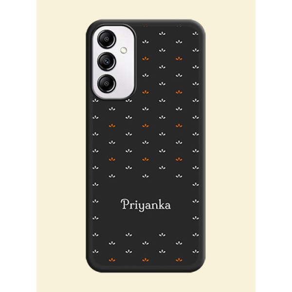 Simple Pattern With Custom Text On Space Black Personalized Soft Matte Phone Covers -Samsung Galaxy M14 5G Simple Pattern With Custom Text On Space Black Personalized Soft Matte Phone Covers -Samsung Galaxy M14 5G