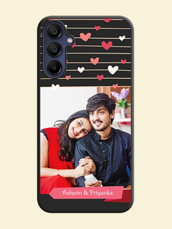 Love Pattern with Name on Pink Ribbon - Photo on Space Black Soft Matte Back Cover - Galaxy M15 5G