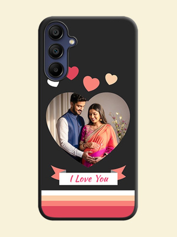 Love Shaped Photo with Colorful Stripes on Personalised Space Black Soft Matte Cases - Galaxy M15 5G
