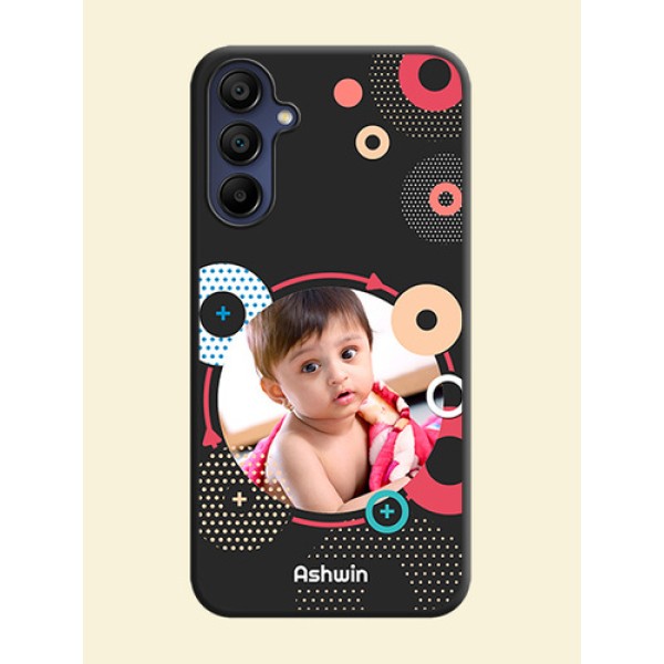 Multicoloured Round Image on Personalised Space Black Soft Matte Cases - Galaxy M15 5G Multicoloured Round Image on Personalised Space Black Soft Matte Cases - Galaxy M15 5G
