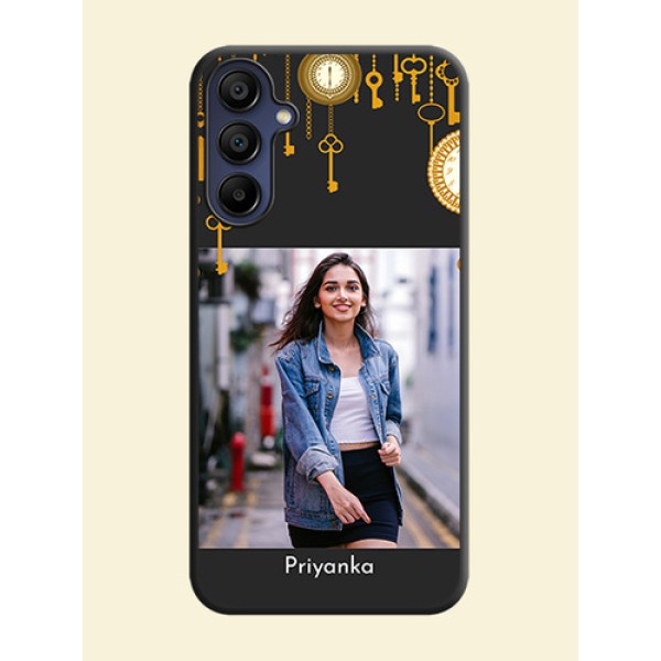Decorative Design with Text on Space Black Custom Soft Matte Back Cover - Galaxy M15 5G Decorative Design with Text on Space Black Custom Soft Matte Back Cover - Galaxy M15 5G