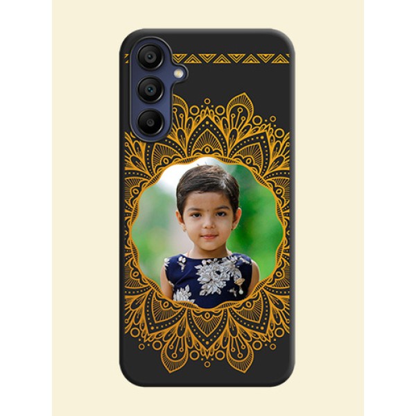 Round Image with Floral Design - Photo on Space Black Soft Matte Mobile Cover - Galaxy M15 5G Round Image with Floral Design - Photo on Space Black Soft Matte Mobile Cover - Galaxy M15 5G