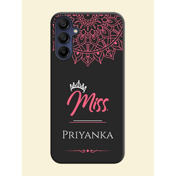 Mrs Name with Floral Design on Space Black Personalized Soft Matte Phone Covers - Galaxy M15 5G Mrs Name with Floral Design on Space Black Personalized Soft Matte Phone Covers - Galaxy M15 5G