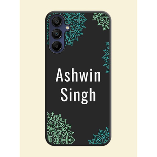Your Name with Floral Design on Space Black Custom Soft Matte Back Cover - Galaxy M15 5G Your Name with Floral Design on Space Black Custom Soft Matte Back Cover - Galaxy M15 5G