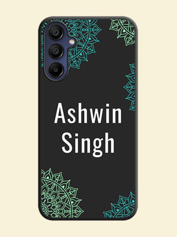 Your Name with Floral Design on Space Black Custom Soft Matte Back Cover - Galaxy M15 5G