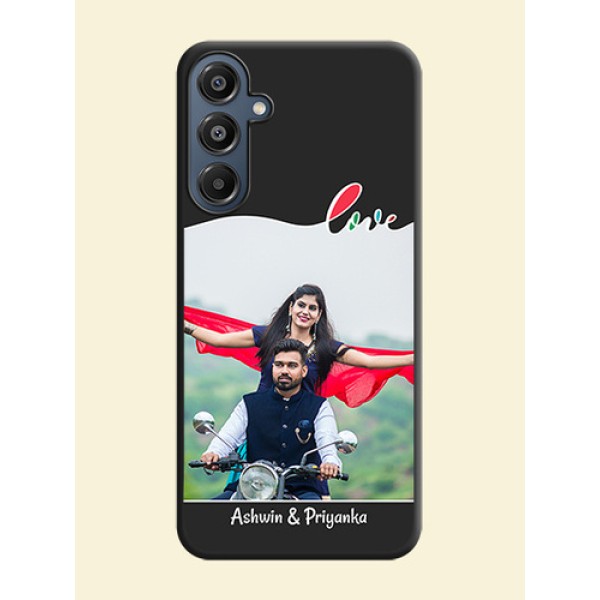 Fall in Love Pattern with Picture on Photo On Space Black Custom Soft Matte Mobile Back Cover - Galaxy M16 5G Fall in Love Pattern with Picture on Photo On Space Black Custom Soft Matte Mobile Back Cover - Galaxy M16 5G