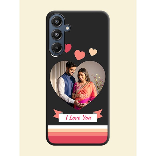 Love Shaped Photo with Colorful Stripes On Space Black Custom Soft Matte Mobile Back Cover - Galaxy M16 5G Love Shaped Photo with Colorful Stripes On Space Black Custom Soft Matte Mobile Back Cover - Galaxy M16 5G