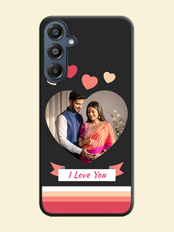 Love Shaped Photo with Colorful Stripes On Space Black Custom Soft Matte Mobile Back Cover - Galaxy M16 5G