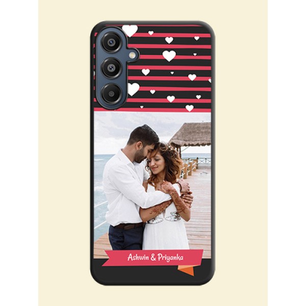 White Color Love Symbols with Pink Lines Pattern On Space Black Custom Soft Matte Mobile Back Cover - Galaxy M16 5G White Color Love Symbols with Pink Lines Pattern On Space Black Custom Soft Matte Mobile Back Cover - Galaxy M16 5G