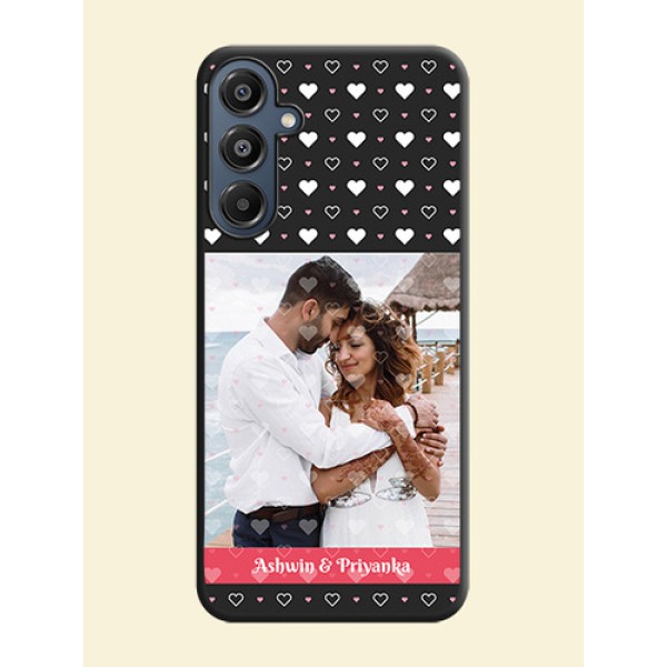 White Color Love Symbols with Text Design on Photo On Space Black Custom Soft Matte Mobile Back Cover - Galaxy M16 5G White Color Love Symbols with Text Design on Photo On Space Black Custom Soft Matte Mobile Back Cover - Galaxy M16 5G