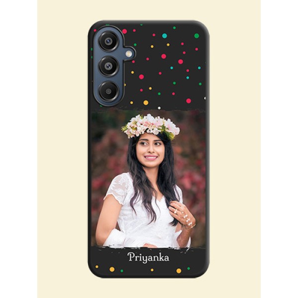 Multicolor Dotted Pattern with Text On Space Black Custom Soft Matte Mobile Back Cover - Galaxy M16 5G Multicolor Dotted Pattern with Text On Space Black Custom Soft Matte Mobile Back Cover - Galaxy M16 5G
