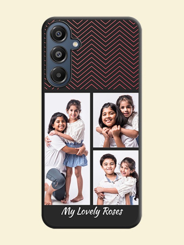 Wave Pattern with 3 Image Holder On Space Black Custom Soft Matte Mobile Back Cover - Galaxy M16 5G