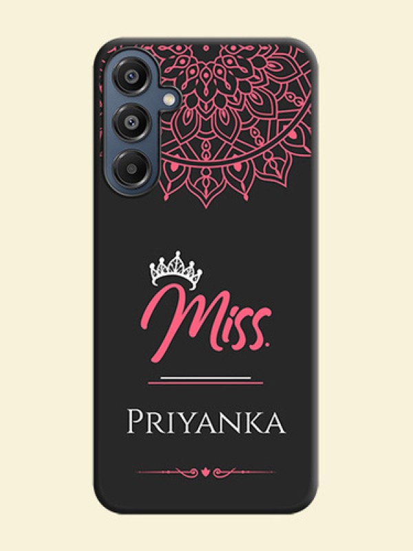 Mrs Name with Floral Design On Space Black Custom Soft Matte Mobile Back Cover - Galaxy M16 5G