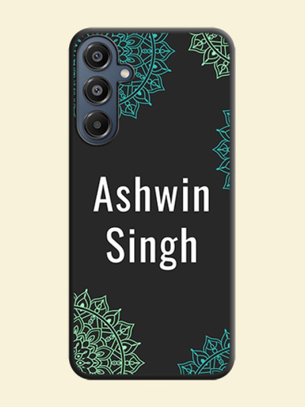 Your Name with Floral Design On Space Black Custom Soft Matte Mobile Back Cover - Galaxy M16 5G