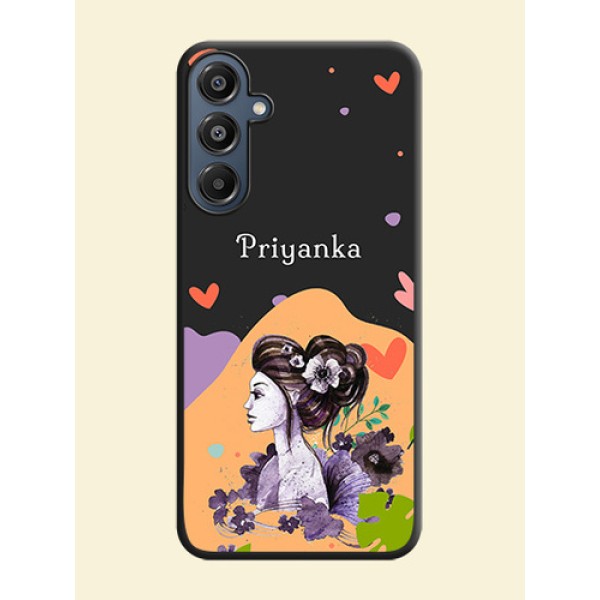 Namecase For Her With Fancy Lady Image On Space Black Custom Soft Matte Mobile Back Cover - Galaxy M16 5G