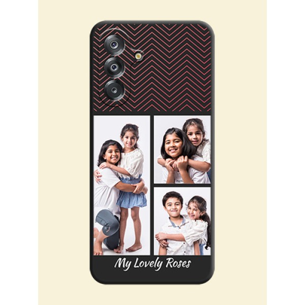 Wave Pattern with 3 Image Holder On Space Black Custom Soft Matte Mobile Back Cover - Samsung Galaxy M17 5G