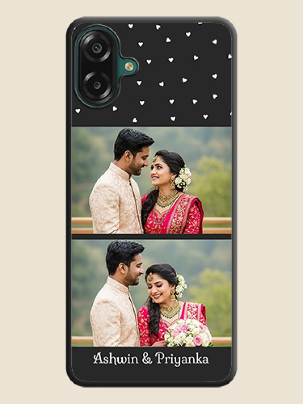 Miniature Love Symbols with Name On Space Black Custom Soft Matte Mobile Back Cover - Samsung Galaxy M17e