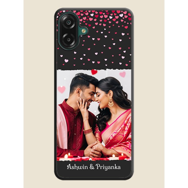 Fall in Love with Your Partner on Photo On Space Black Custom Soft Matte Mobile Back Cover - Samsung Galaxy M17e Fall in Love with Your Partner on Photo On Space Black Custom Soft Matte Mobile Back Cover - Samsung Galaxy M17e