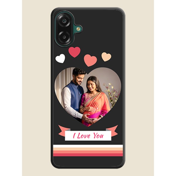 Love Shaped Photo with Colorful Stripes On Space Black Custom Soft Matte Mobile Back Cover - Samsung Galaxy M17e Love Shaped Photo with Colorful Stripes On Space Black Custom Soft Matte Mobile Back Cover - Samsung Galaxy M17e