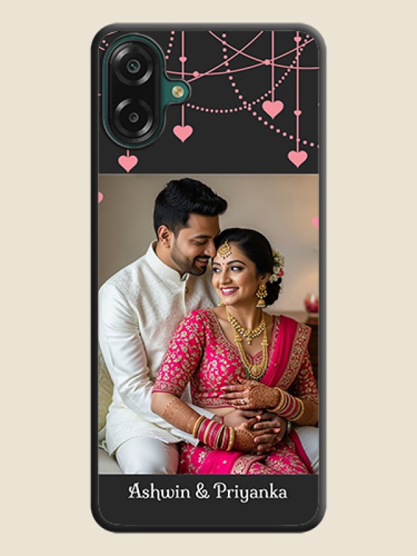 Pink Love Hangings with Text On Space Black Custom Soft Matte Mobile Back Cover - Samsung Galaxy M17e