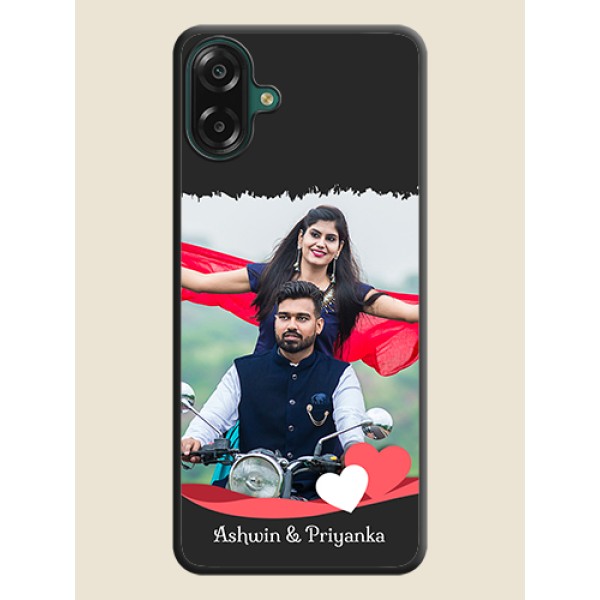 Pin Color Love Shaped Ribbon Design with Text On Space Black Custom Soft Matte Mobile Back Cover - Samsung Galaxy M17e