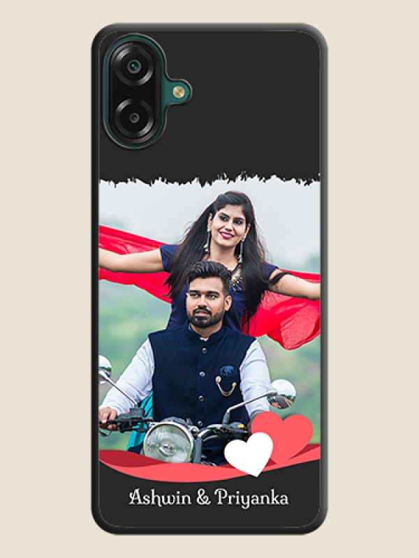 Pin Color Love Shaped Ribbon Design with Text On Space Black Custom Soft Matte Mobile Back Cover - Samsung Galaxy M17e