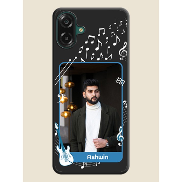 Musical Theme Design with Text on Photo On Space Black Custom Soft Matte Mobile Back Cover - Samsung Galaxy M17e