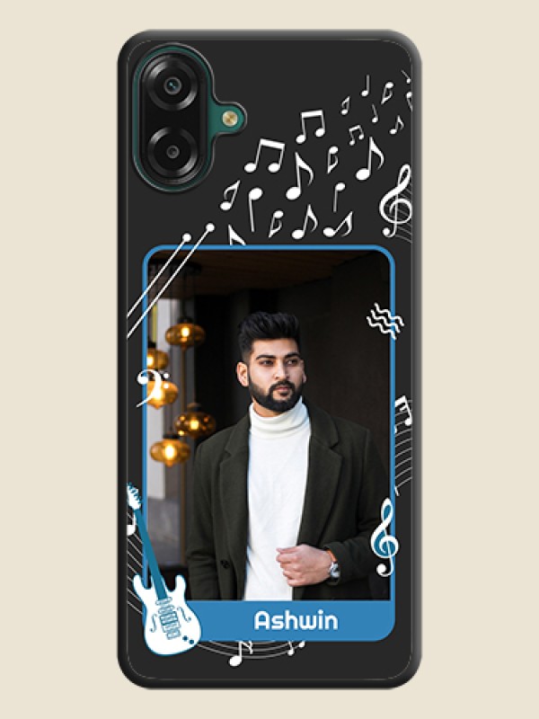 Musical Theme Design with Text on Photo On Space Black Custom Soft Matte Mobile Back Cover - Samsung Galaxy M17e