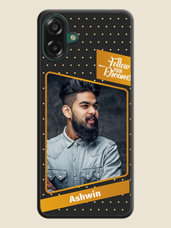 Follow Your Dreams with White Dots On Space Black Custom Soft Matte Mobile Back Cover - Samsung Galaxy M17e