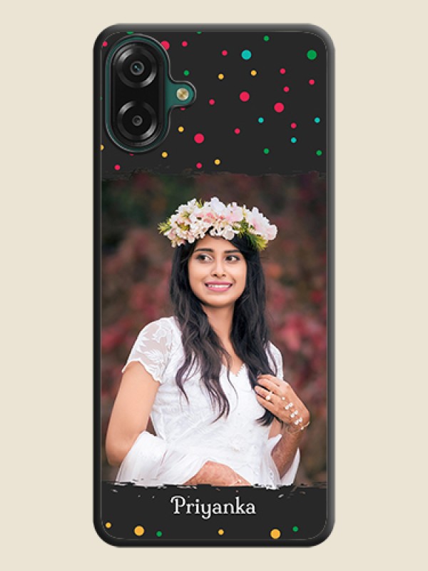 Multicolor Dotted Pattern with Text On Space Black Custom Soft Matte Mobile Back Cover - Samsung Galaxy M17e