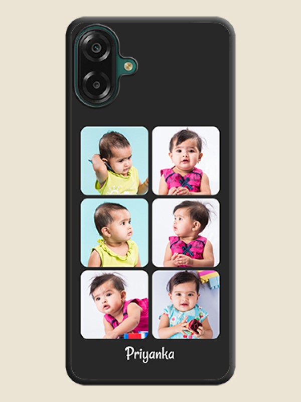 Floral Art with 6 Image Holder on Photo On Space Black Custom Soft Matte Mobile Back Cover - Samsung Galaxy M17e