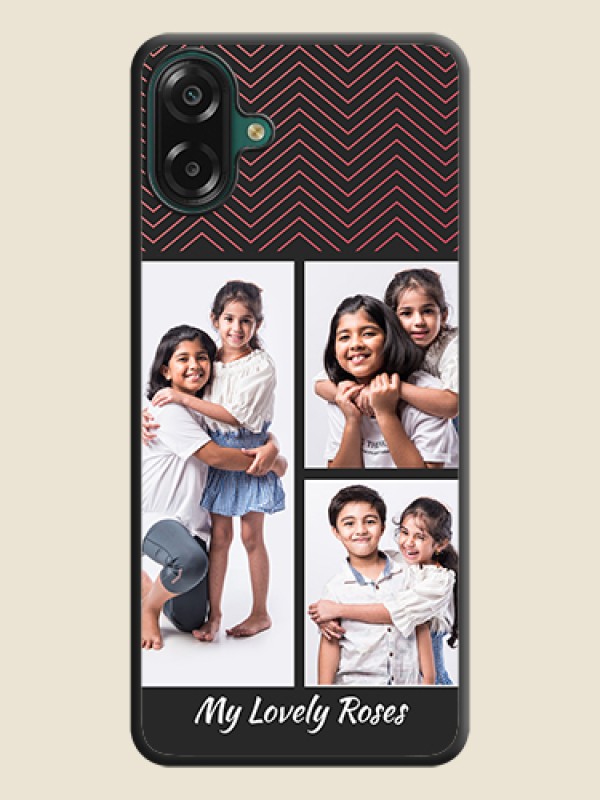Wave Pattern with 3 Image Holder On Space Black Custom Soft Matte Mobile Back Cover - Samsung Galaxy M17e
