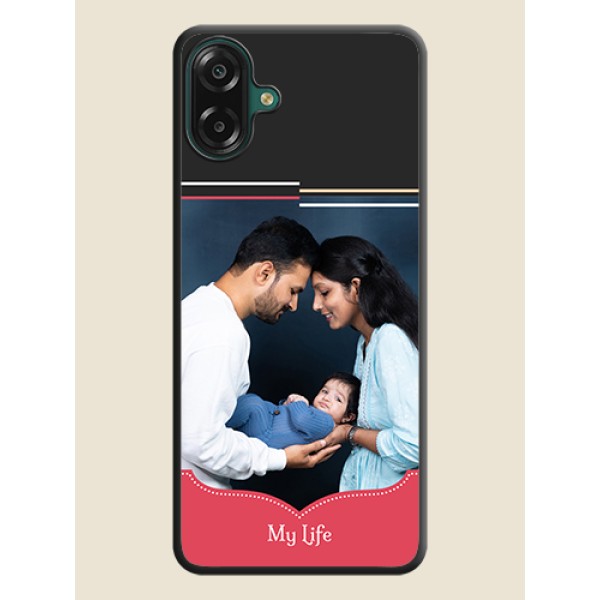 Classic Plain Design with Name On Space Black Custom Soft Matte Mobile Back Cover - Samsung Galaxy M17e Classic Plain Design with Name On Space Black Custom Soft Matte Mobile Back Cover - Samsung Galaxy M17e