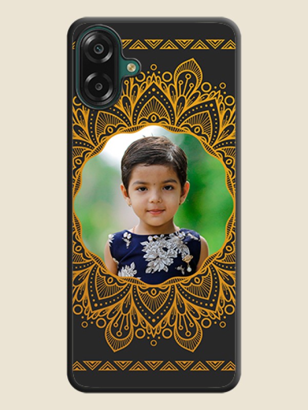 Round Image with Floral Design On Space Black Custom Soft Matte Mobile Back Cover - Samsung Galaxy M17e