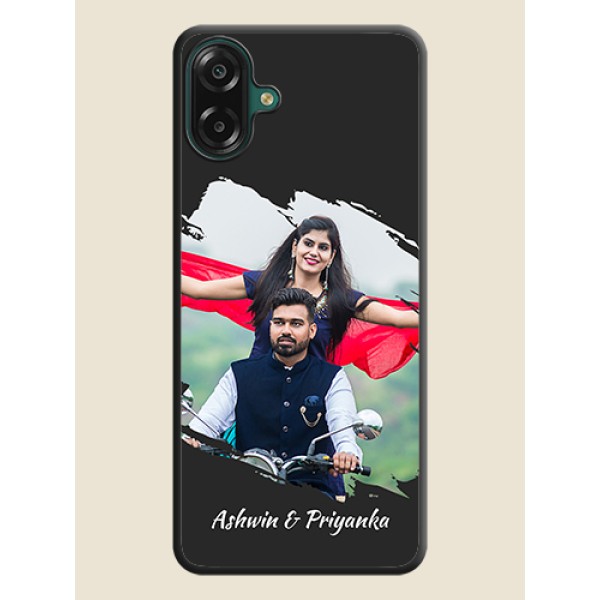 Grunge Brush Strokes on Photo On Space Black Custom Soft Matte Mobile Back Cover - Samsung Galaxy M17e Grunge Brush Strokes on Photo On Space Black Custom Soft Matte Mobile Back Cover - Samsung Galaxy M17e