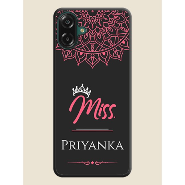 Mrs Name with Floral Design On Space Black Custom Soft Matte Mobile Back Cover - Samsung Galaxy M17e Mrs Name with Floral Design On Space Black Custom Soft Matte Mobile Back Cover - Samsung Galaxy M17e