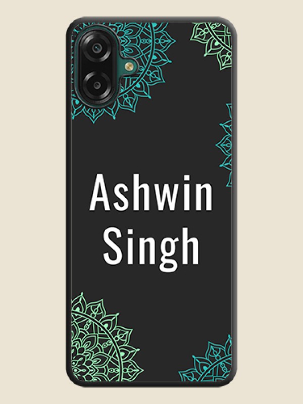 Your Name with Floral Design On Space Black Custom Soft Matte Mobile Back Cover - Samsung Galaxy M17e